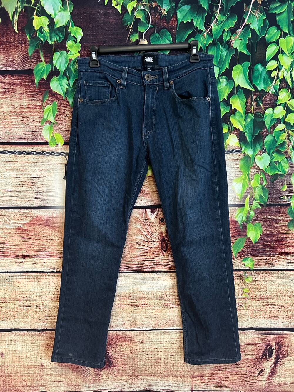 Paige Federal Straight Leg Crop Capri Jeans Mid Rise Dark Wash Womens 30/10